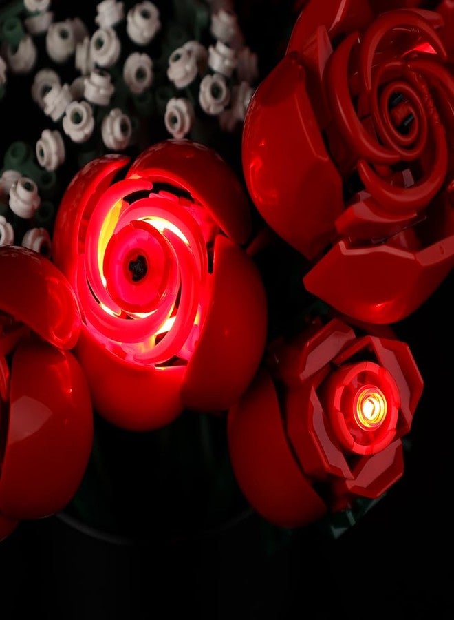 Kyglaring طقم إضاءة LED من Kyglaring لمجموعة بناء باقة الورود من Lego Icons لعام 2024، طقم إضاءة باقة الورود مصمم لمجموعة Lego 10328 النباتية، هدية لعيد الحب - بدون نموذج (النسخة الكلاسيكية) - Image 2